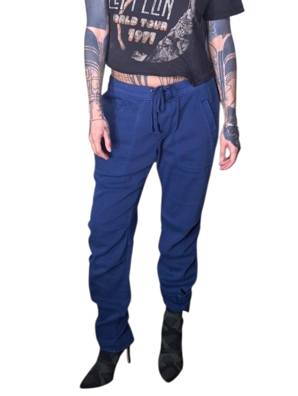 James Perse Soft Drape Utility Pant Womens 2 Medium Blue Joggers Pull On